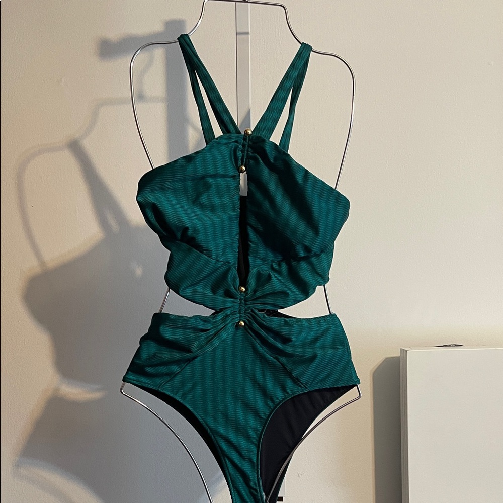 1. PatBO Emerald Cutout One Piece Swimsuit
